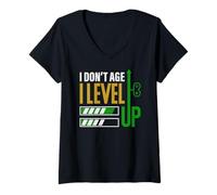 Donna Gamer Birthday Boy I Don't Age I Level Up - Gioco divertente Maglietta con Collo a V