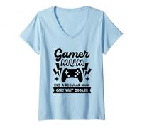 Donna Gamer Mum Like a Regular Mum Only Way Cooler, Videogiochi Maglietta con Collo a V
