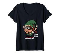 Donna Gaming Santa Loading Xmas Vibes - Elfo Natalizio Gamer Maglietta con Collo a V