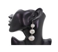 Donna Gancio Orecchini Set Moda Gioielli Rete Argento Metallo Sfera 3 Pendente