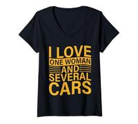 Donna Garage Guys I Love One Woman & Diverse Auto Meccaniche Motore Maglietta con Collo a V