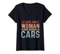 Donna Garage Guys I Love One Woman & Diverse Auto Motore Meccanico Maglietta con Collo a V