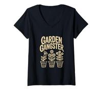 Donna Garden Gangster in azione per un giardiniere che ama le piante Maglietta con Collo a V