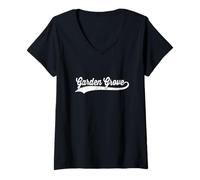 Donna Garden Grove California Vintage Cursive US Nome Città Retro Maglietta con Collo a V