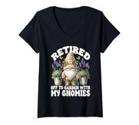 Donna Garden Retirement Lavender Flower Gnome For Retired Mom Maglietta con Collo a V