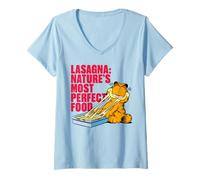 Donna Garfield, Gatto Affamato Lasagne Lover Perfect Food Fun Classic Maglietta con Collo a V