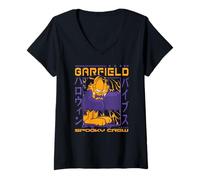 Donna Garfield Halloween Spooky Crew Retro Vampire Garfield Maglietta con Collo a V