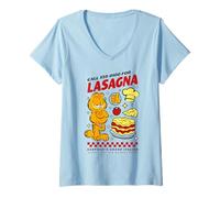 Donna Garfield Lasagne Lover Italiano Monday Blues Remedy Classic Maglietta con Collo a V