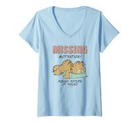 Donna Garfield Missing Motivation Lazy Day Vintage Cartoon Cat Maglietta con Collo a V