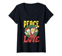 Donna Garfield Odie Peace And Love Christmas Wreath Maglietta con Collo a V
