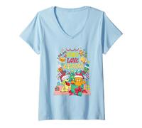 Donna Garfield Peace, Love, Lasagna Funny Christmas Cat Cartoon Maglietta con Collo a V