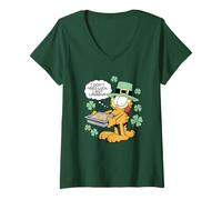 Donna Garfield St. Patrick's Day I Don't Need Luck I Got Lasagna Maglietta con Collo a V
