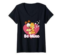 Donna Garfield Valentine's Day Be Mine Cute Heart Shaped Portrait Maglietta con Collo a V