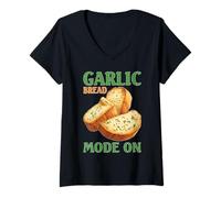 Donna Garlic Bread Mode On Erbe preferite da fornaio Maglietta con Collo a V