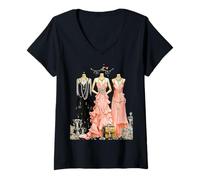 Donna Gatsby ruggenti Anni Venti Tendenza Moda Maglietta con Collo a V