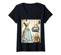 Donna Gatsby ruggenti Anni Venti Tendenza Moda Maglietta con Collo a V
