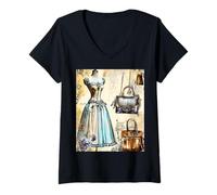 Donna Gatsby ruggenti Anni Venti Tendenza Moda Maglietta con Collo a V