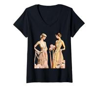 Donna Gatsby ruggenti Anni Venti Tendenza Moda Maglietta con Collo a V