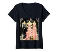 Donna Gatsby ruggenti Anni Venti Tendenza Moda Maglietta con Collo a V