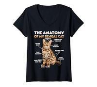 Donna Gatti del Bengala T Anatomia del Proprietario del Gatto del Maglietta con Collo a V