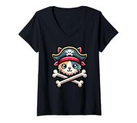 Donna Gattino pirata Captain Cat Cute Talk Like a Pirate Day Maglietta con Collo a V