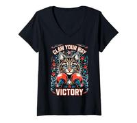 Donna Gatto - Claw Your Way To Victory combattente Maglietta con Collo a V