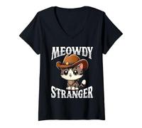 Donna Gatto da cowboy Meowdy Stranger Maglietta con Collo a V