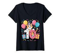 Donna Gatto decimo compleanno per ragazzo ragazza 10 anni decimo dieci Gatto Maglietta con Collo a V