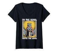 Donna Gatto divertente con scritta in inglese "I'm The Royal You're The Loyal Cat Lover" Maglietta con Collo a V