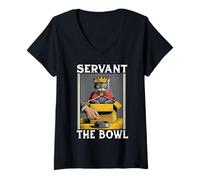 Donna Gatto Divertente in Scatola Servant The Bowl Cat Lover Cat Maglietta con Collo a V