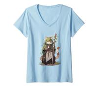 Donna Gatto Druido Maglietta con Collo a V