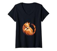 Donna Gatto Geometrico Stile Low Poly Maglietta con Collo a V