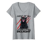Donna Gatto Goblin Gatto Nero Sarcasmo zoomies Gatto Caos Maglietta con Collo a V