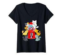 Donna Gatto Gumball Bubble Gum Mamma Divertente Costume di Maglietta con Collo a V