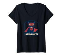 Donna Gatto Lucha Libre - La Ruda Gatita Maglietta con Collo a V