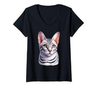 Donna Gatto Mau egiziano Maglietta con Collo a V