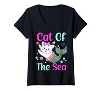 Donna Gatto Mercat del Mare Sirena Gatto Maglietta con Collo a V