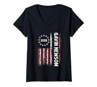 Donna Gavin Newsom 2028 per la Campagna elettorale del Presidente Uomini Donne Maglietta con Collo a V