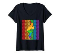 Donna Gay Baseball Pride Month LGBT Rainbown Flag Maglietta con Collo a V