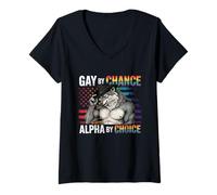 Donna Gay By Chance Alpha Choice Divertente Meme Wolf Alpha LGBTQ Maglietta con Collo a V