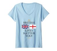 Donna GB Patriots Regno Unito Orgoglio Britannico E Fiero Maglietta con Collo a V