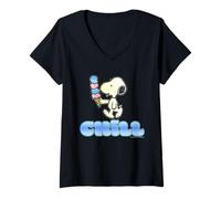 Donna Gelato Estivo retrò Snoopy Cool Chill Vibes Beach Beagle Maglietta con Collo a V