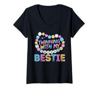 Donna Gemellaggio con My Work Bestie Spirit Week Best Friend Twin Maglietta con Collo a V
