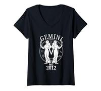 Donna Gemelli Gemelli zodiacali Nati nel 2012 Maglietta con Collo a V