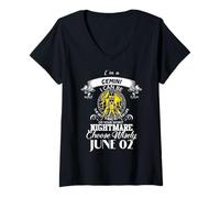 Donna Gemelli Segno Zodiacale Donne Uomo Compleanno Giugno 02 Sono Gemelli Maglietta con Collo a V