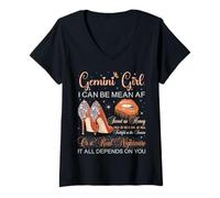 Donna Gemini Girl Compleanno Tacchi Alti Goccia Labbra Oroscopo Maglietta con Collo a V