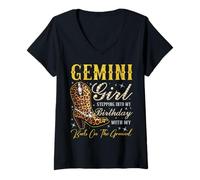 Donna Gemini Girl Entrando nel Mio Compleanno con i Miei Stivali Maglietta con Collo a V