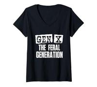 Donna Gen X La Generazione Feral - Generazione X Gen Xer Nostalgia Maglietta con Collo a V