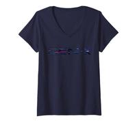 Donna Gen-X negli anni '80 Retro Maglietta con Collo a V