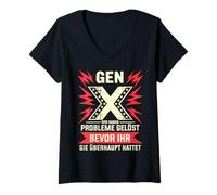 Donna GEN X - Problemi risolti prima di riconoscerli Retro Maglietta con Collo a V